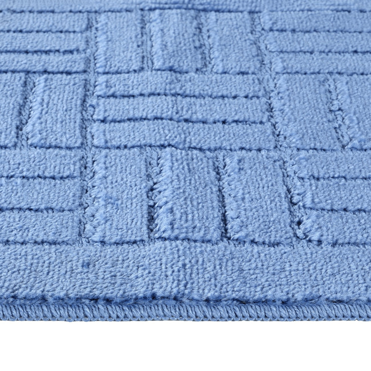 ROYAL 2 Piece Machine Washable Non-Slip Blue Bathroom Rug Set Texture