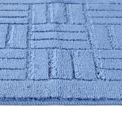 ROYAL 2 Piece Machine Washable Non-Slip Blue Bathroom Rug Set Texture