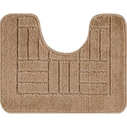 ROYAL 2 Piece Machine Washable Non-Slip Brown Bathroom Rug Set Pedestal