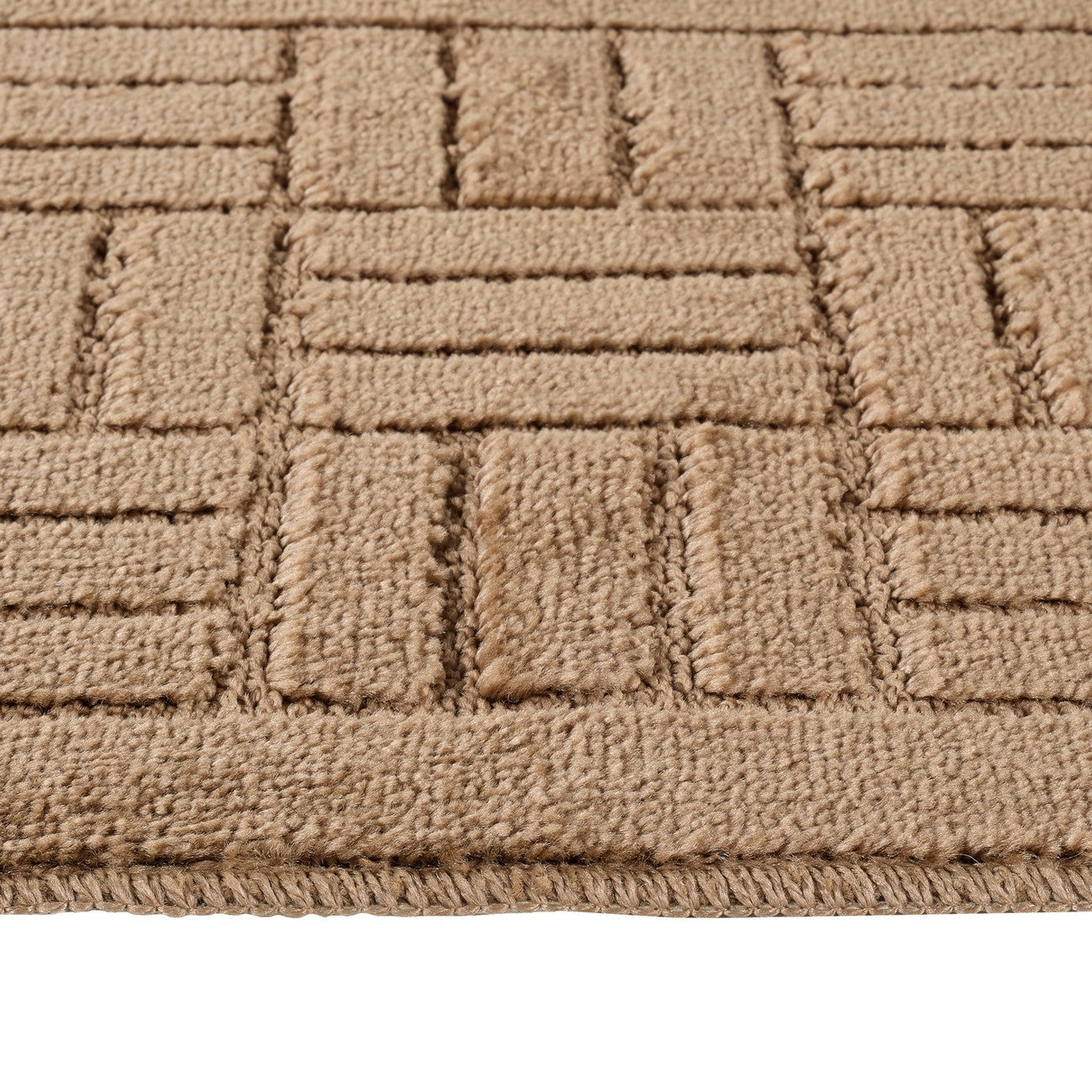 ROYAL 2 Piece Machine Washable Non-Slip Brown Bathroom Rug Set Texture