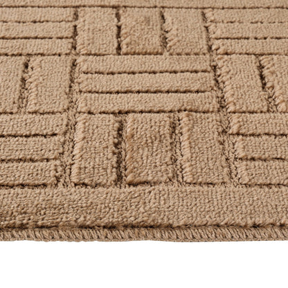 ROYAL 2 Piece Machine Washable Non-Slip Brown Bathroom Rug Set Texture