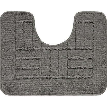 ROYAL 2 Piece Machine Washable Non-Slip Dark Grey Bathroom Rug Set Pedestal