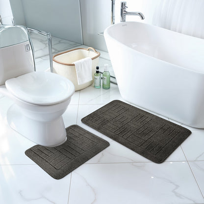 ROYAL 2 Piece Machine Washable Non-Slip Dark Grey Bathroom Rug Set Roomscene