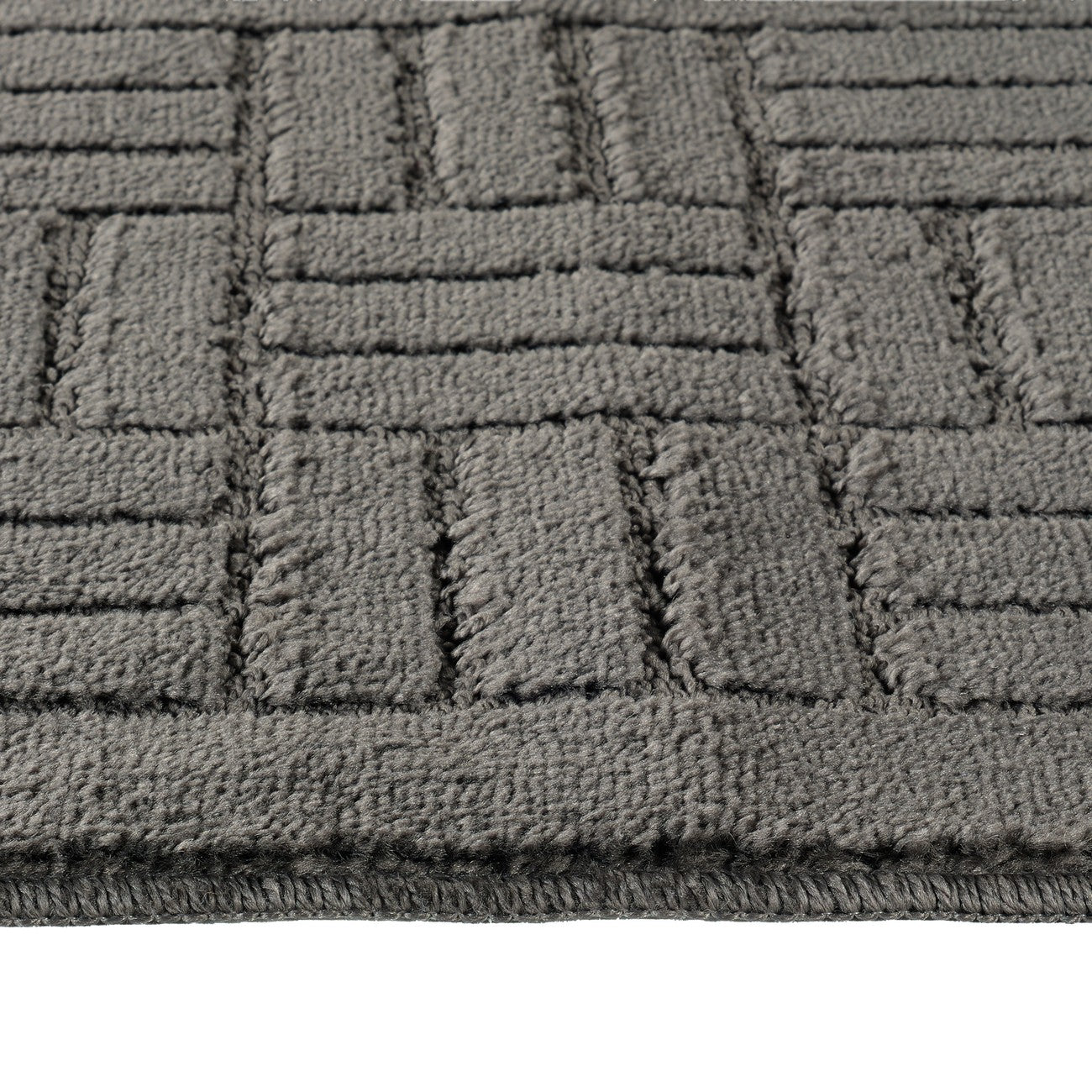 ROYAL 2 Piece Machine Washable Non-Slip Dark Grey Bathroom Rug Set Texture
