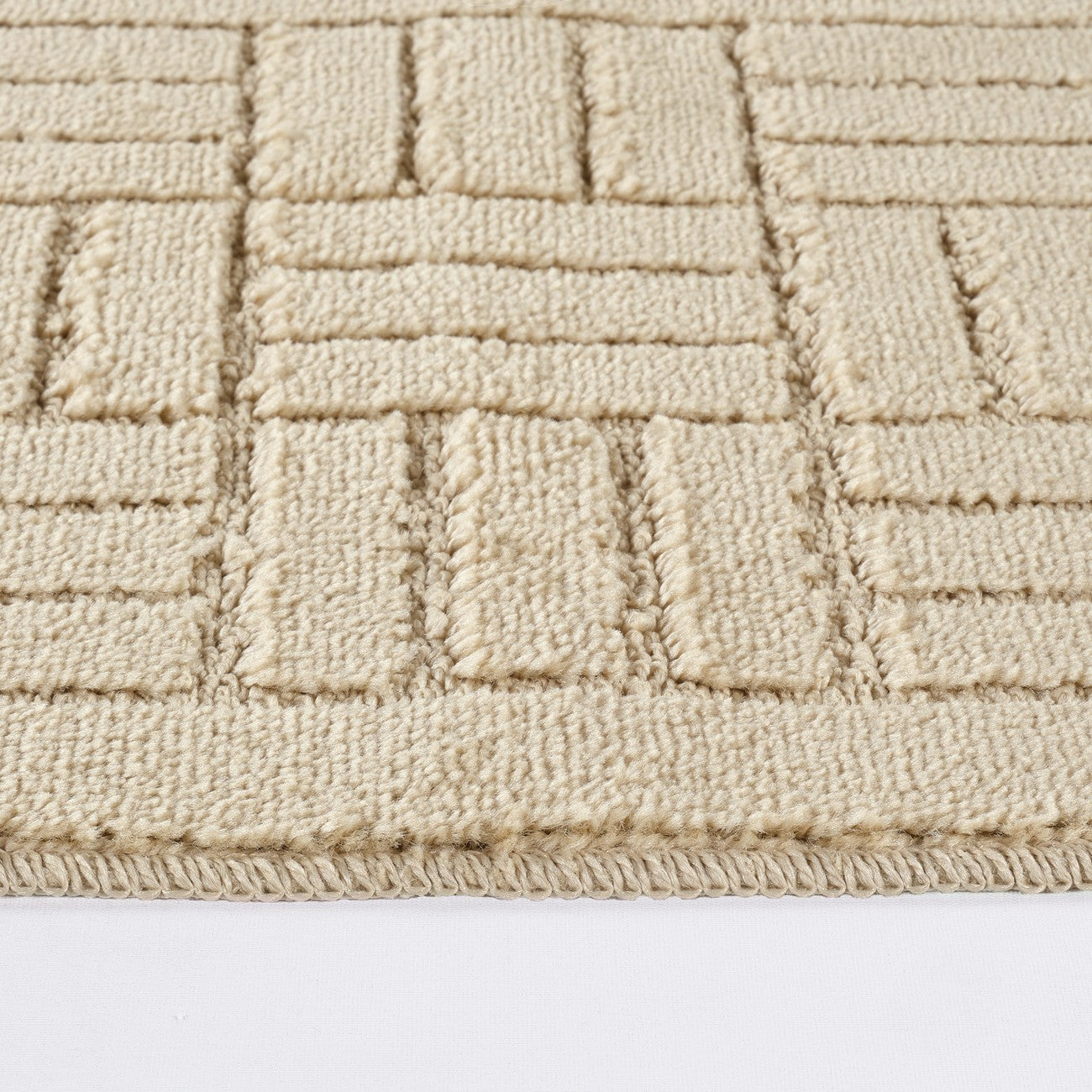 ROYAL 2 Piece Machine Washable Non-Slip Light Beige Bathroom Rug Set Texture