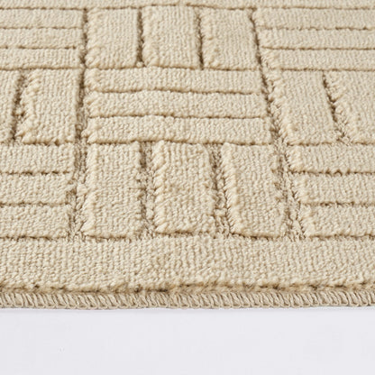ROYAL 2 Piece Machine Washable Non-Slip Light Beige Bathroom Rug Set Texture