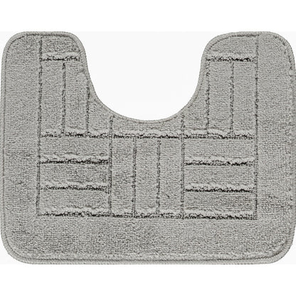 ROYAL 2 Piece Machine Washable Non-Slip Light Grey Bathroom Rug Set Pedestal