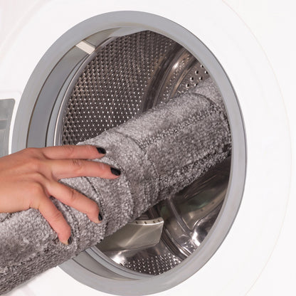 ROYAL 2 Piece Machine Washable Non-Slip Light Grey Bathroom Rug Set Washable