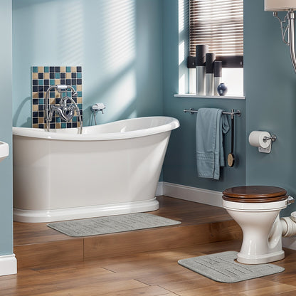 ROYAL 2 Piece Machine Washable Non-Slip Light Grey Bathroom Rug Set Roomscene