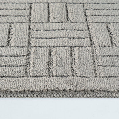 ROYAL 2 Piece Machine Washable Non-Slip Light Grey Bathroom Rug Set Texture