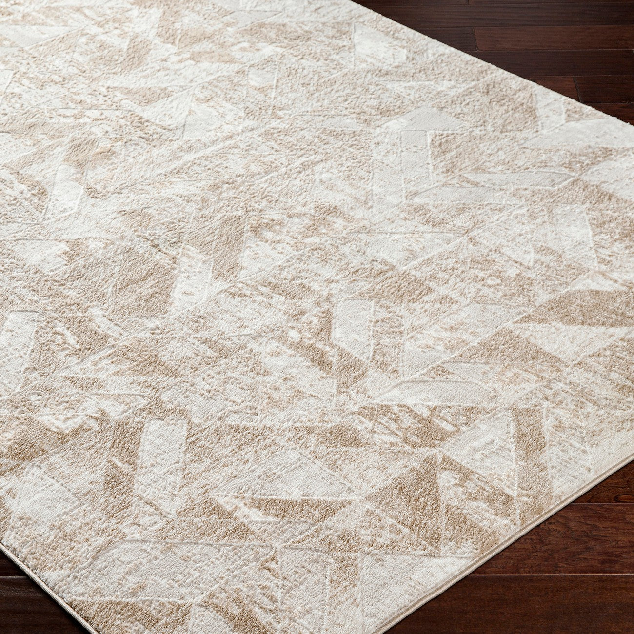 ROYALTY Scandi Modern Dark Brown/Ivory Area Rug Corner