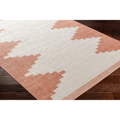 RUBAL Indoor & Outdoor Global Coral/Grey Area Rug Corner