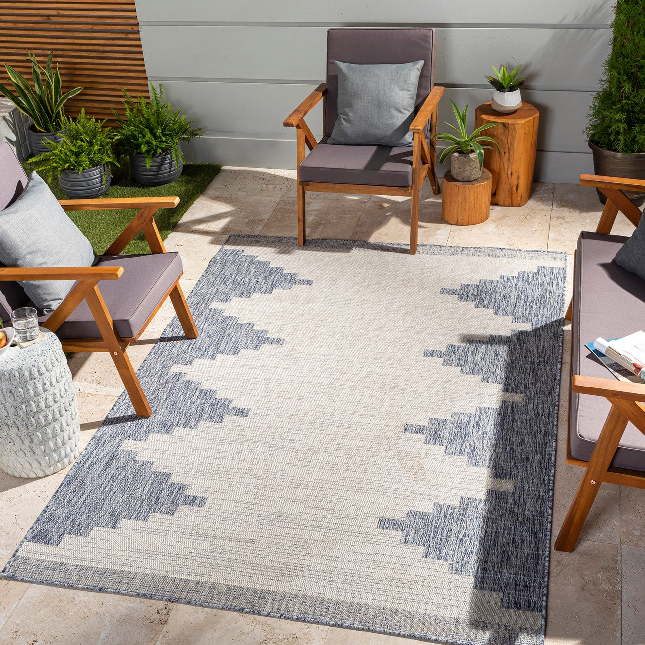 RUBAL Indoor & Outdoor Global Denim Area Rug Roomscene