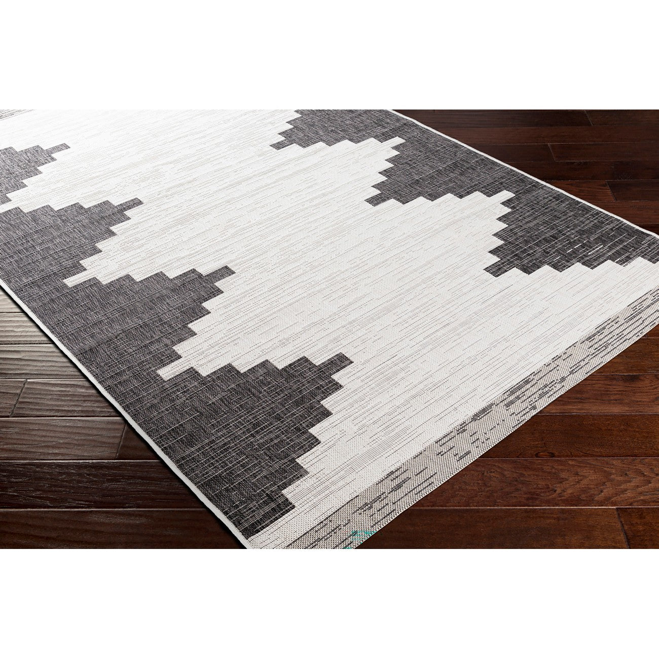 RUBAL Indoor & Outdoor Modern Black Area Rug Corner