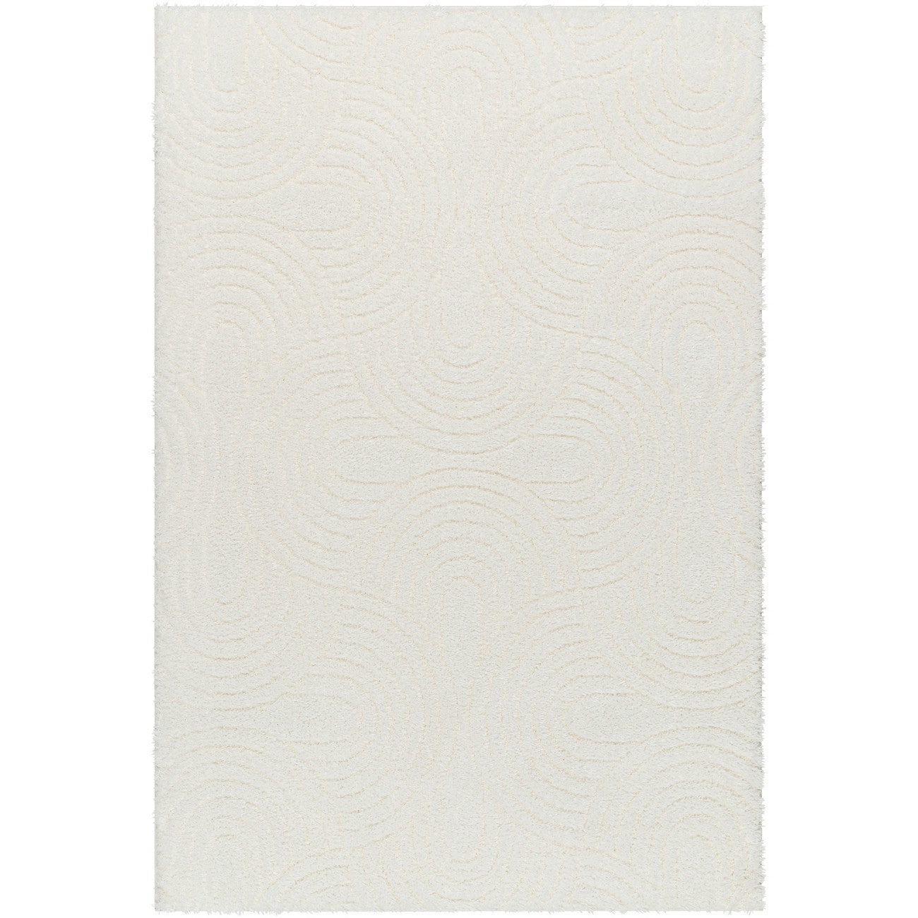 RUNA Shaggy Modern Plush Pile Light Beige/Ivory Area Rug Flat