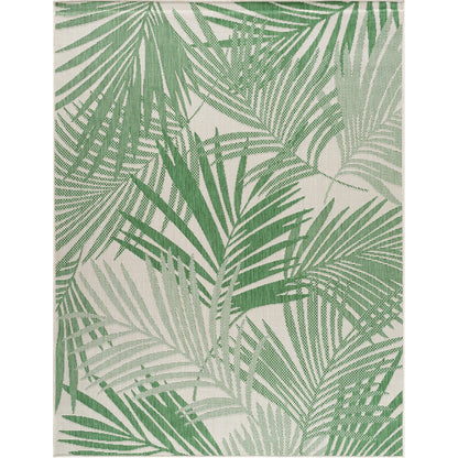 LENNIE Indoor & Outdoor Area Coastal Forest Green Area Rug Flat