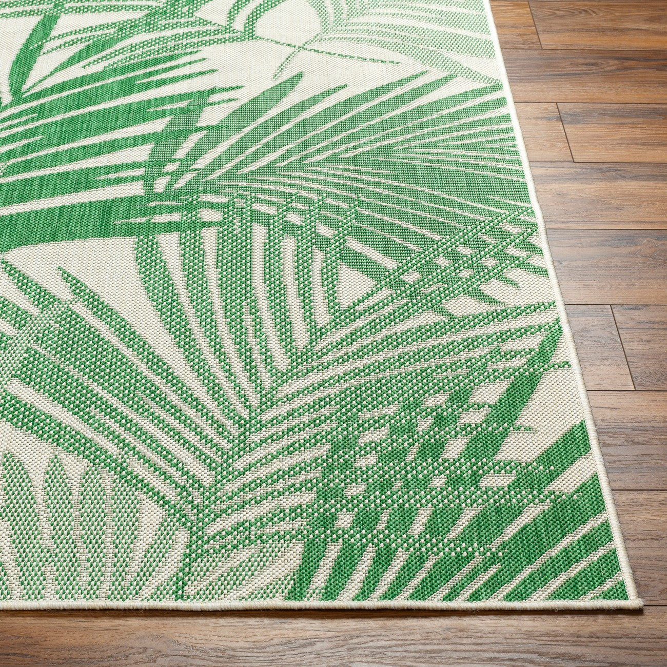LENNIE Indoor & Outdoor Area Coastal Forest Green Area Rug Front