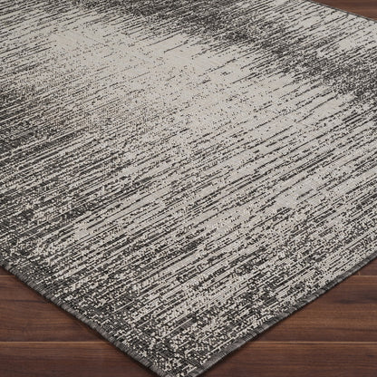 SHELBY Indoor & Outdoor Modern Black/Beige Area Rug Corner