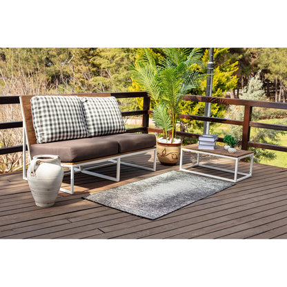 SHELBY Indoor & Outdoor Modern Black/Beige Area Rug Roomscene