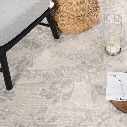 MOLLY Indoor & Outdoor Cottage Light Grey/Beige Area Rug Swatch