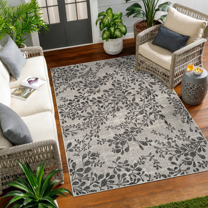 MOLLY Indoor & Outdoor Cottage Black/Beige Area Rug Roomscene