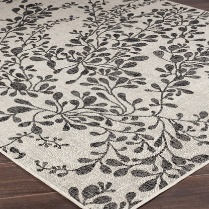 MOLLY Indoor & Outdoor Cottage Black/Beige Area Rug Corner