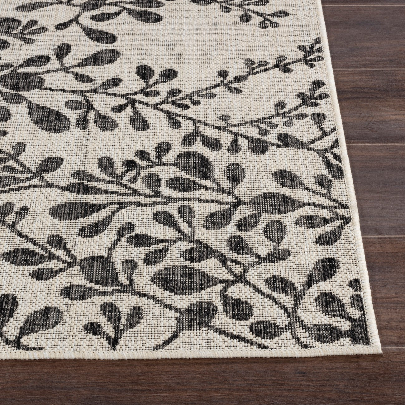 MOLLY Indoor & Outdoor Cottage Black/Beige Area Rug Front
