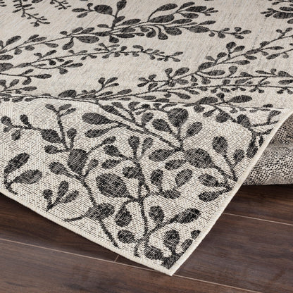 MOLLY Indoor & Outdoor Cottage Black/Beige Area Rug Fold