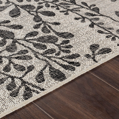 MOLLY Indoor & Outdoor Cottage Black/Beige Area Rug Texture