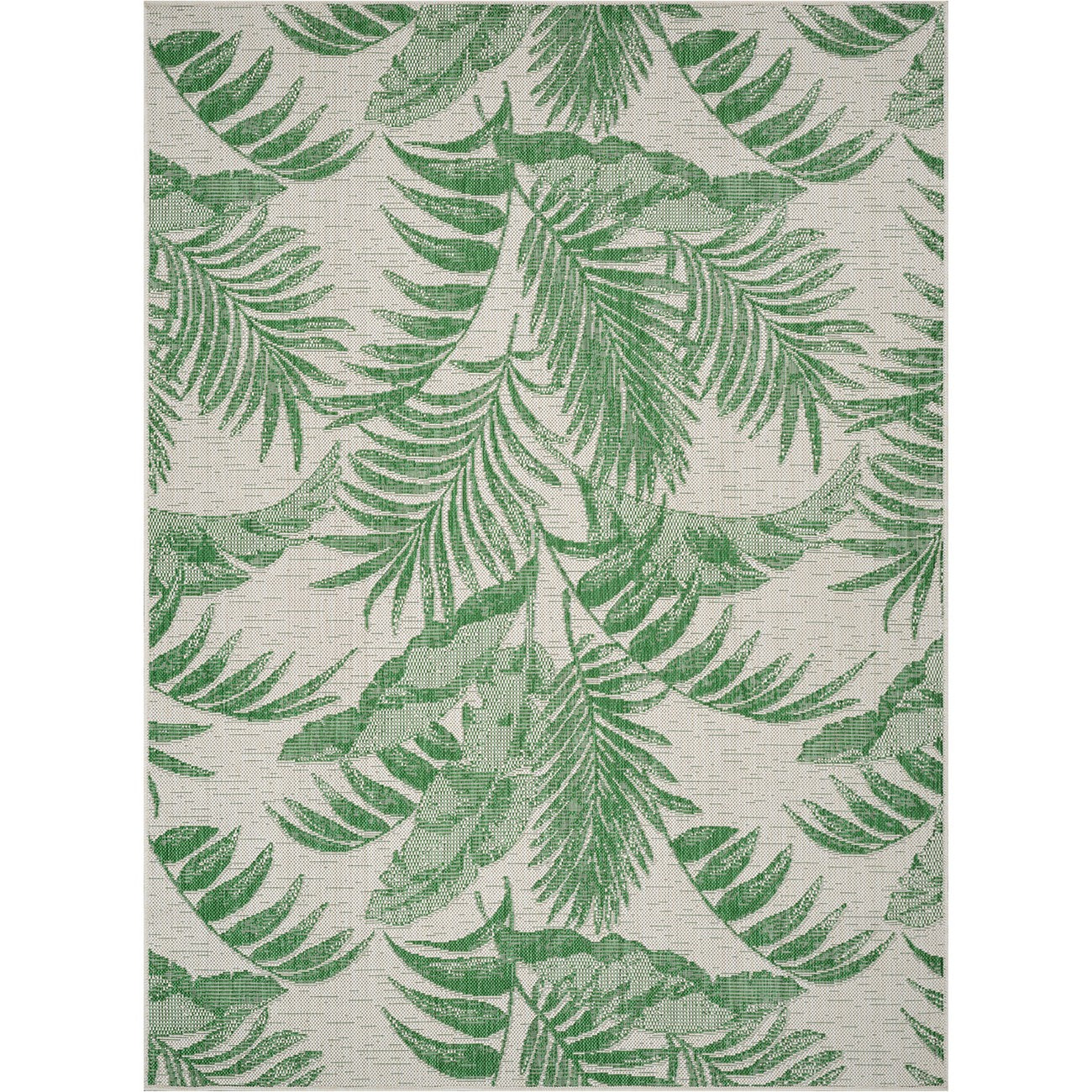 LENNIE Indoor & Outdoor Coastal Forest Green Area Rug Flat