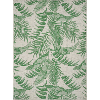 LENNIE Indoor & Outdoor Coastal Forest Green Area Rug Flat