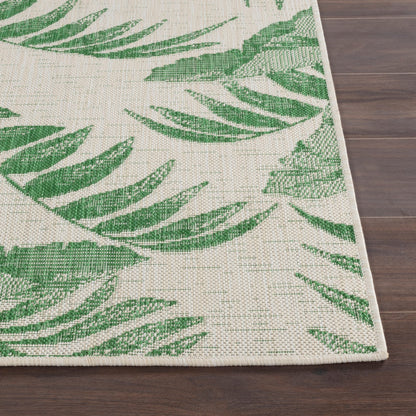 LENNIE Indoor & Outdoor Coastal Forest Green Area Rug Front