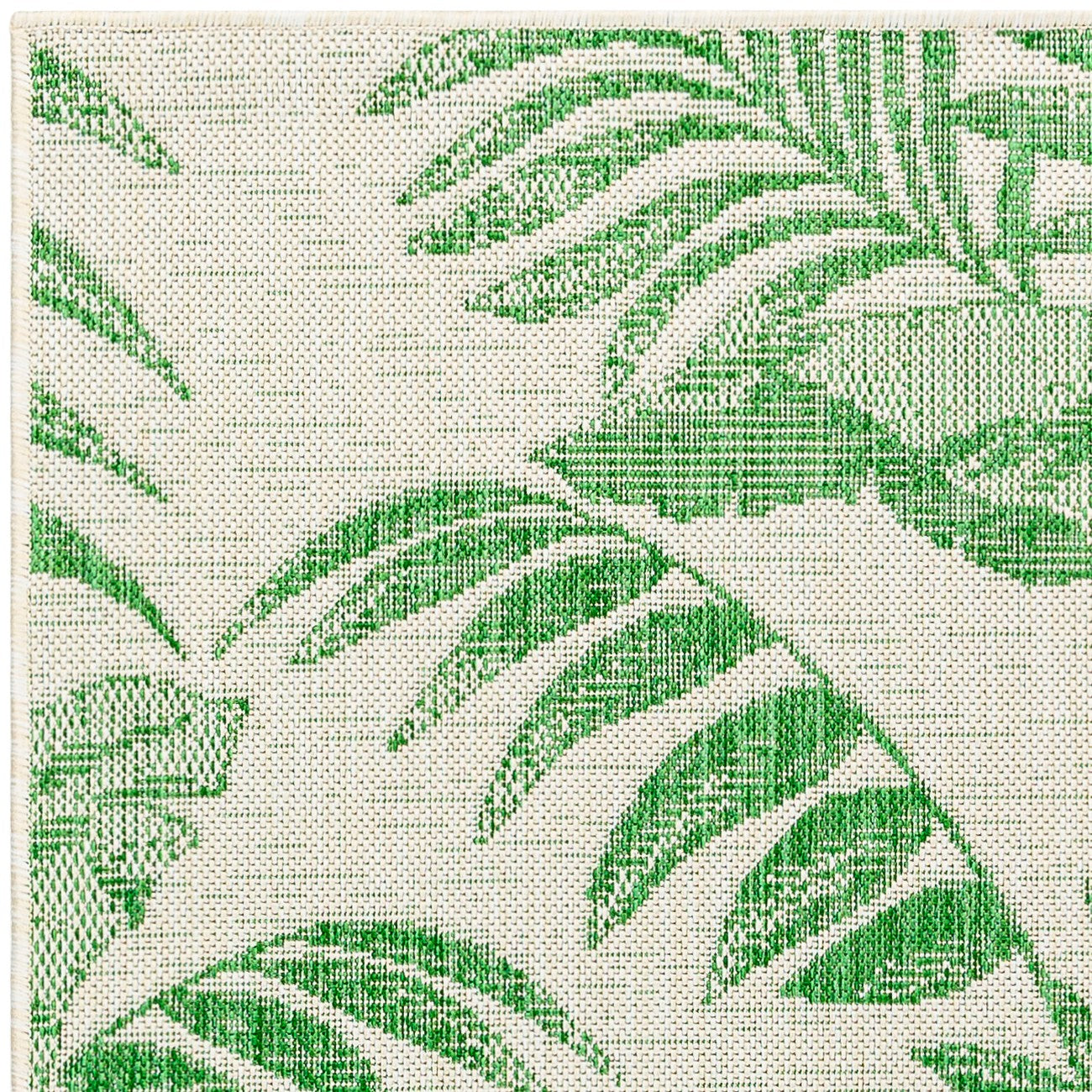 LENNIE Indoor & Outdoor Coastal Forest Green Area Rug Zoom