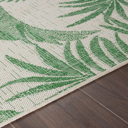 LENNIE Indoor & Outdoor Coastal Forest Green Area Rug Texture