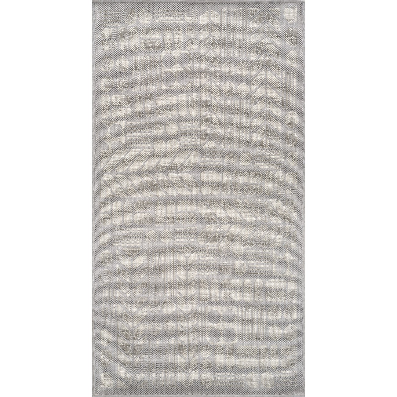 SALLY Indoor & Outdoor Modern Light Grey/Cream Area Rug Flat