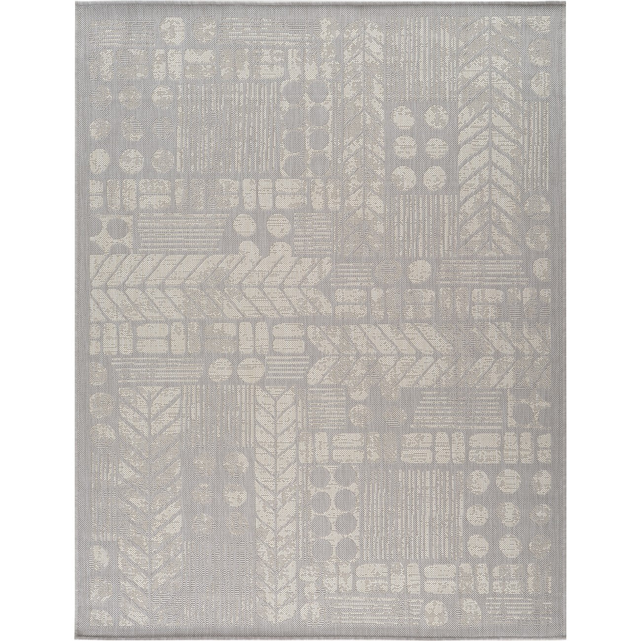 SALLY Indoor & Outdoor Modern Light Grey/Cream Area Rug Flat