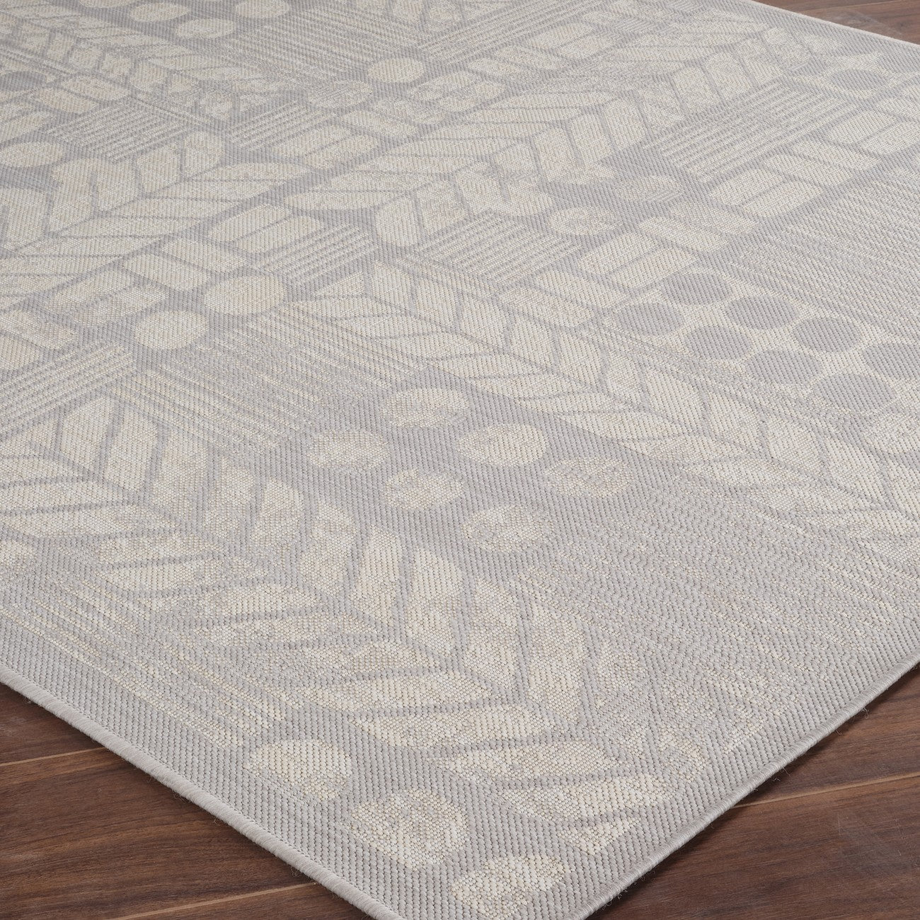 SALLY Indoor & Outdoor Modern Light Grey/Cream Area Rug Corner