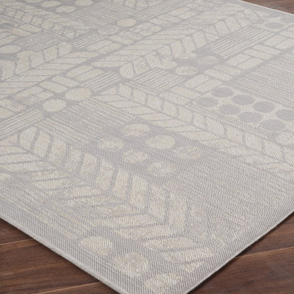 SALLY Indoor & Outdoor Modern Light Grey/Cream Area Rug Corner