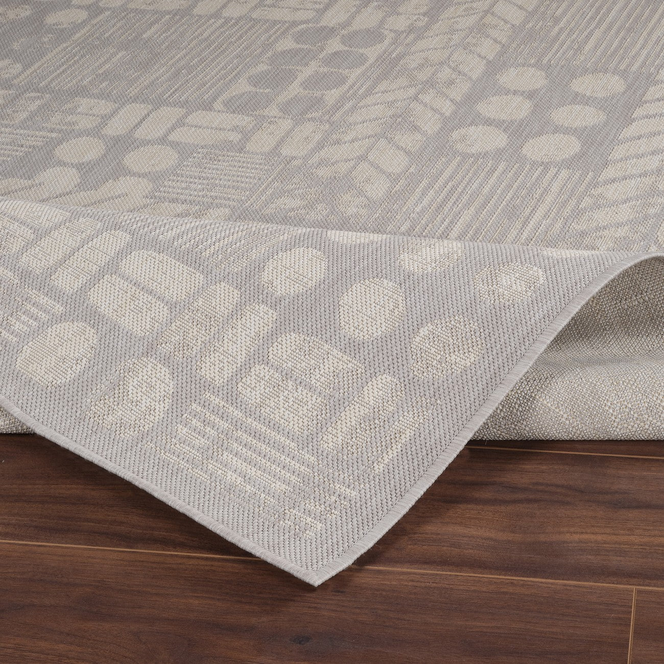 SALLY Indoor & Outdoor Modern Light Grey/Cream Area Rug Fold