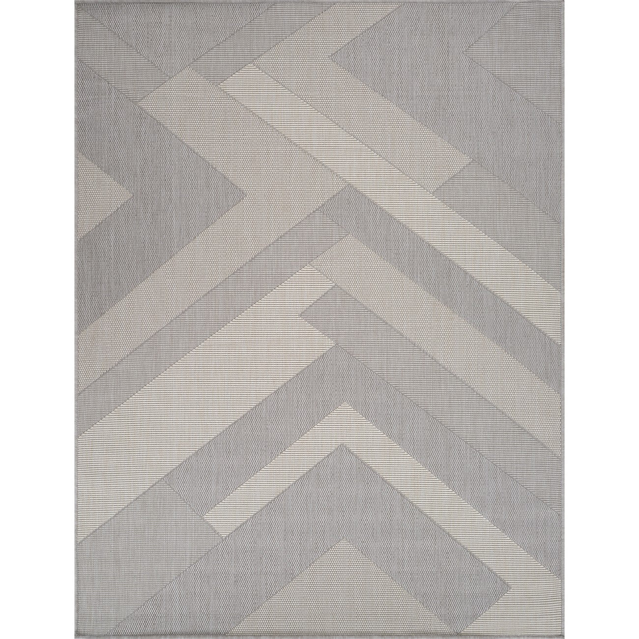 ABBY Indoor & Outdoor Modern Light Grey/Ivory Area Rug Flat