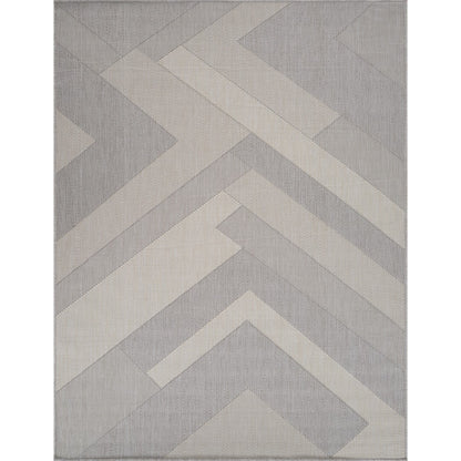 ABBY Indoor & Outdoor Modern Light Grey/Ivory Area Rug Flat