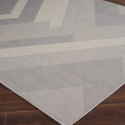ABBY Indoor & Outdoor Modern Light Grey/Ivory Area Rug Corner