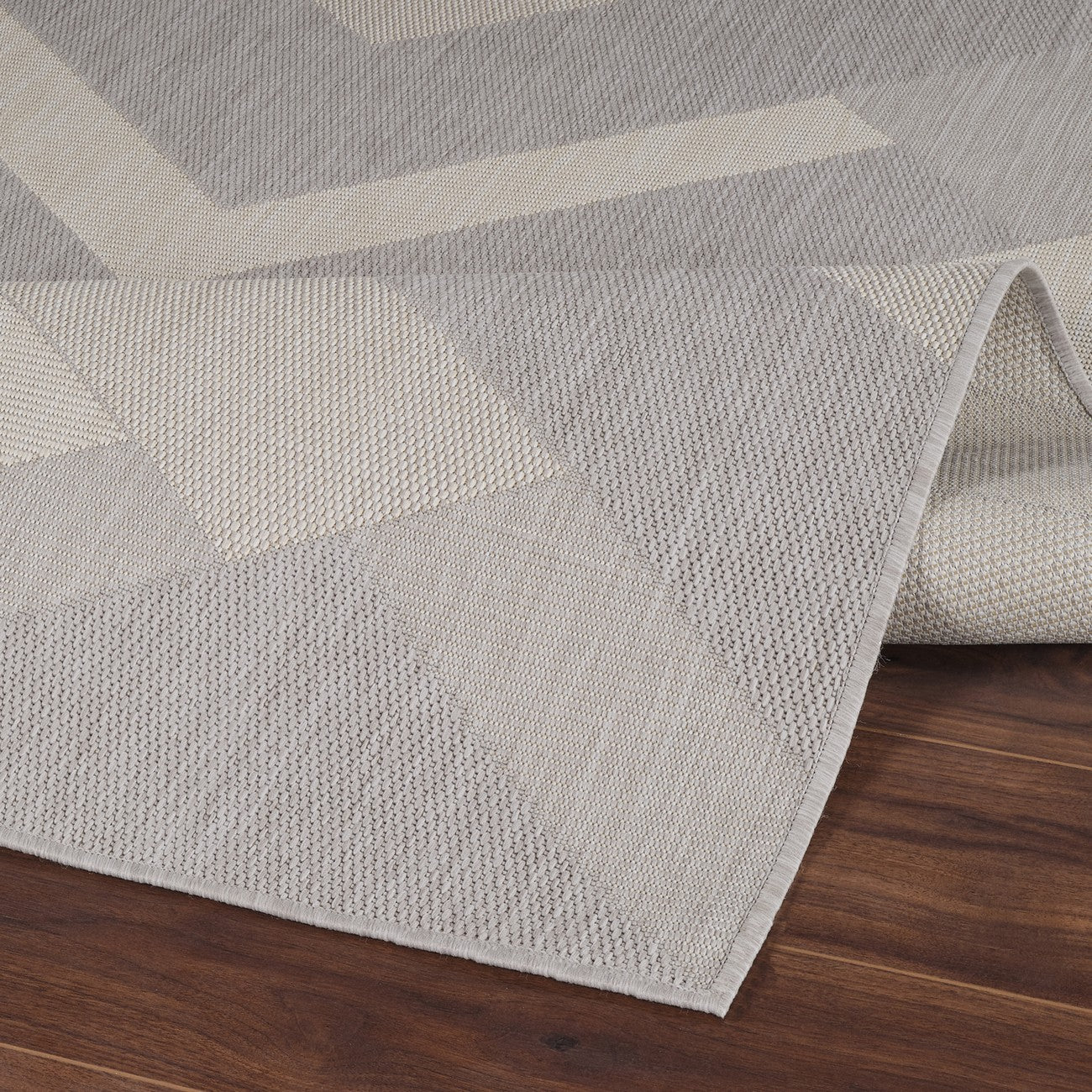 ABBY Indoor & Outdoor Modern Light Grey/Ivory Area Rug Fold