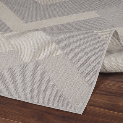 ABBY Indoor & Outdoor Modern Light Grey/Ivory Area Rug Fold