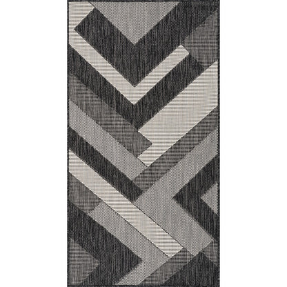 ABBY Indoor & Outdoor Modern Black/Ivory Area Rug Flat