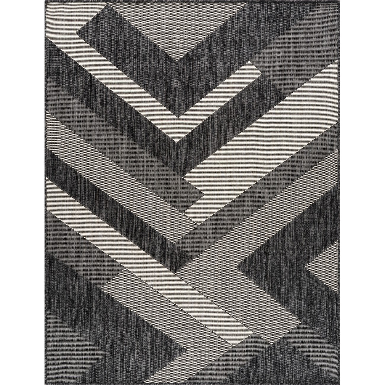 ABBY Indoor & Outdoor Modern Black/Ivory Area Rug Flat