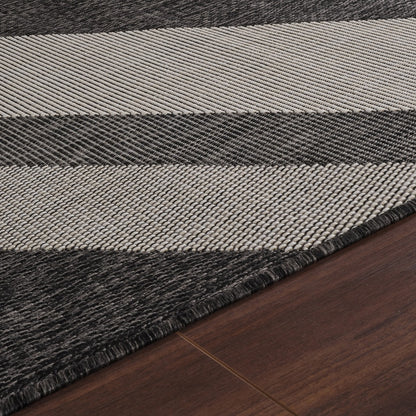 ABBY Indoor & Outdoor Modern Black/Ivory Area Rug Texture