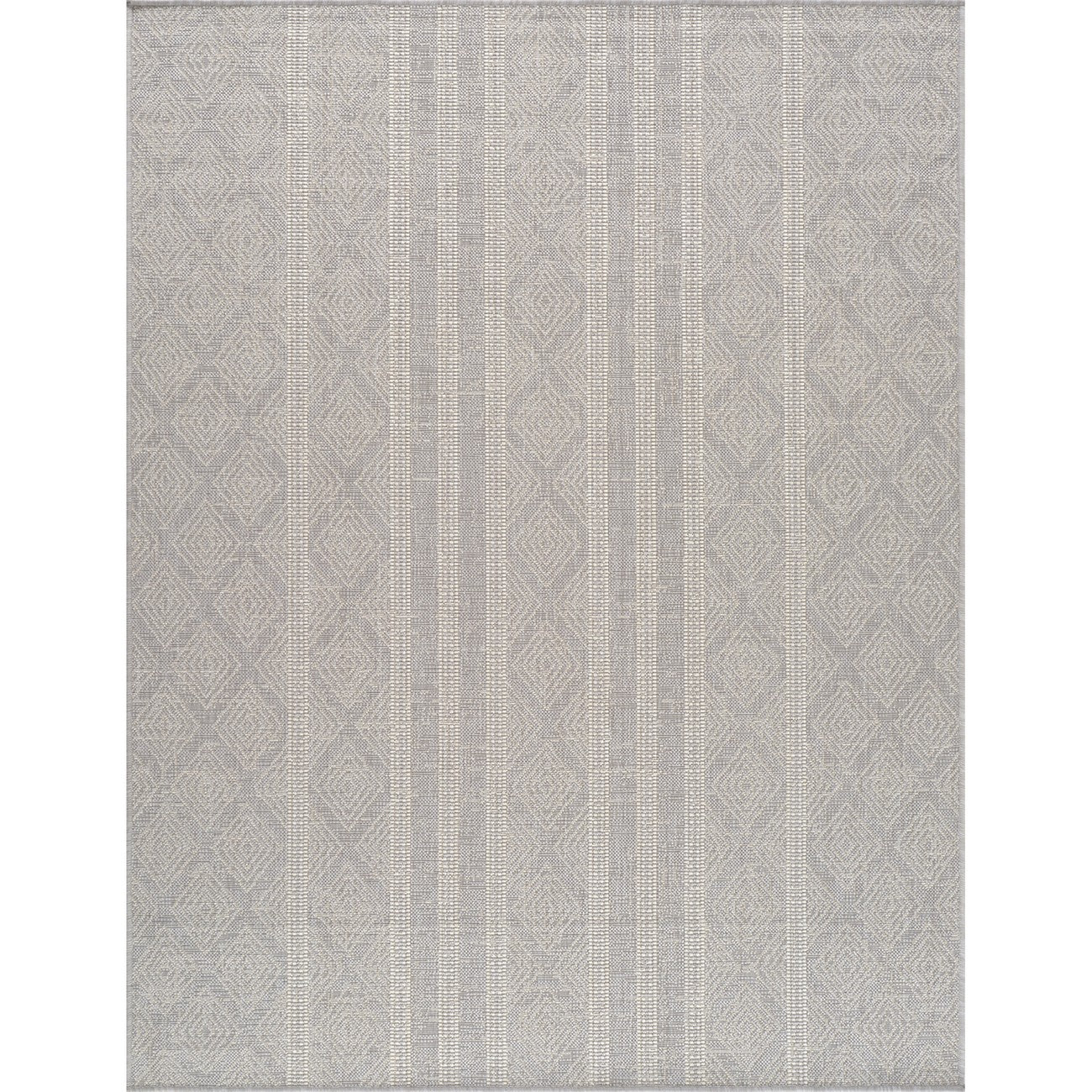 MADIE Indoor & Outdoor Global Light Grey/Cream Area Rug Flat