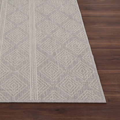 MADIE Indoor & Outdoor Global Light Grey/Cream Area Rug Front