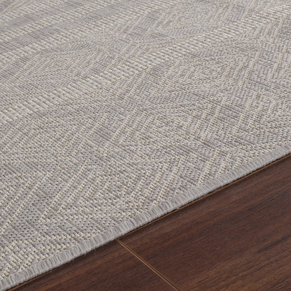 MADIE Indoor & Outdoor Global Light Grey/Cream Area Rug Texture